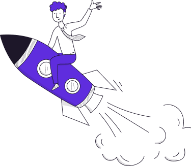 man flying on a rocket icon