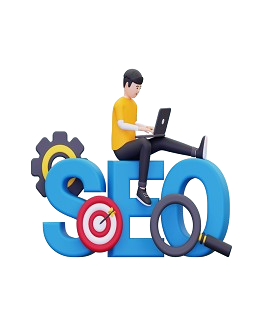 seo icon with a man cartoon